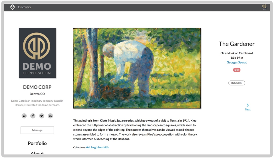 screenshot of Artwork Archive